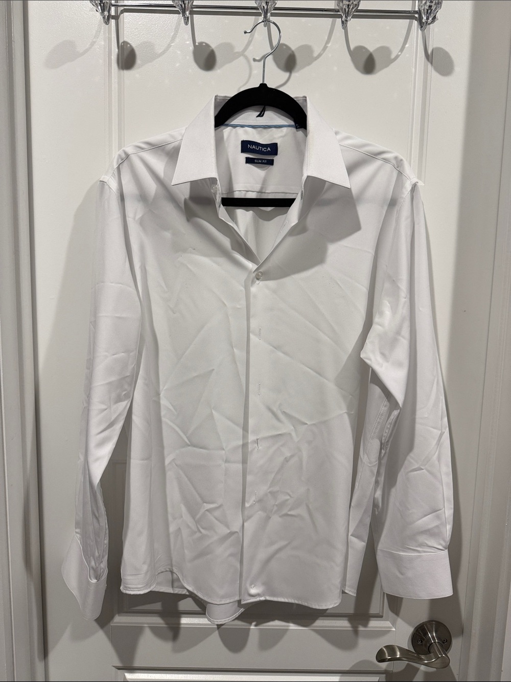 Nautica Men's White Long-Sleeve Dress Shirt